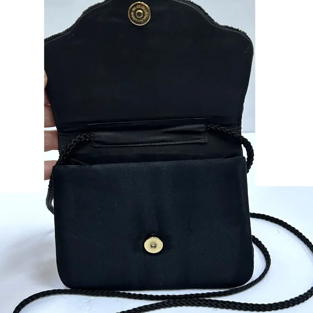 Black Beaded Clutch Purse mini Bag
